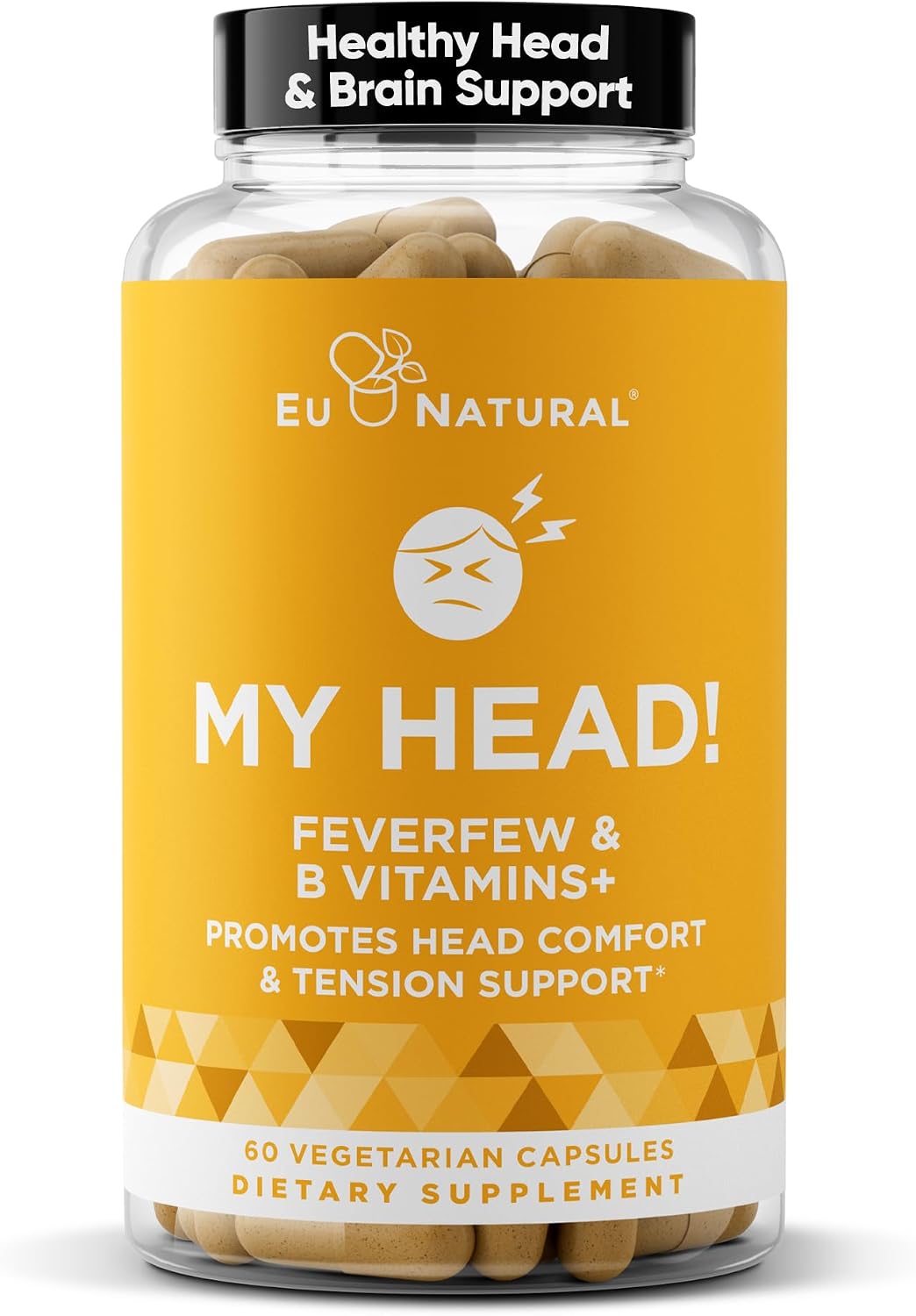 My Head! Headache Vitamins – Sensitivity, Tension, Comfort, Normal Head Function for a Clear Mind – Fast-Acting Magnesium, Feverfew, Boswellia, Vitamin D, Ginger and More – 60 Soft Capsules - görsel 1
