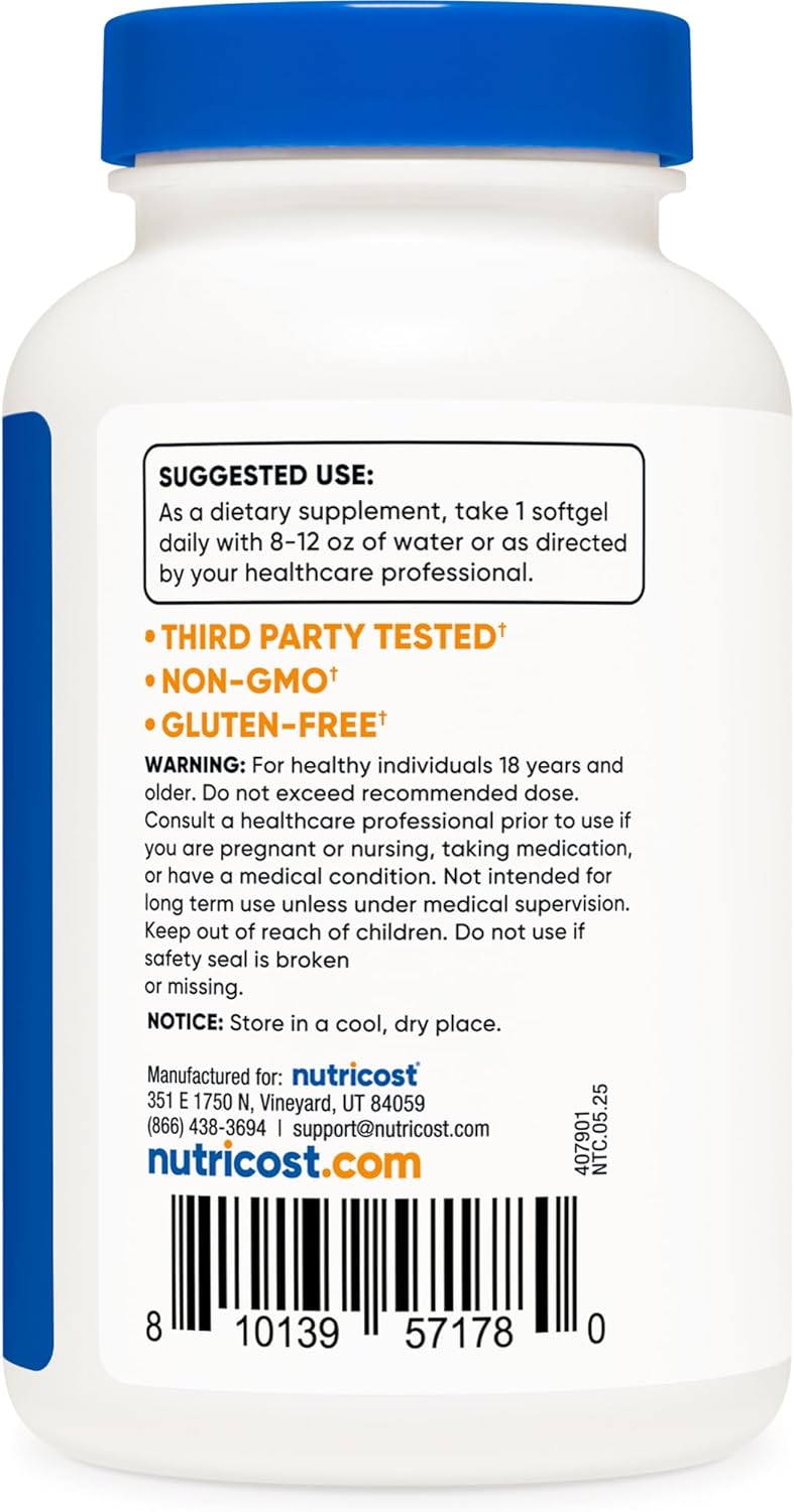 Nutricost Vitamin A 10,000 IU, 500 Soft gel capsule Capsules - görsel 3