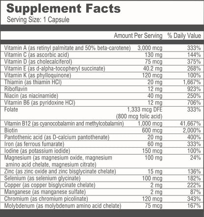 BariatricPal Multivitamin ONE – 1 per Day Bariatric Multivitamin with 60 mg Iron, 30 Capsules