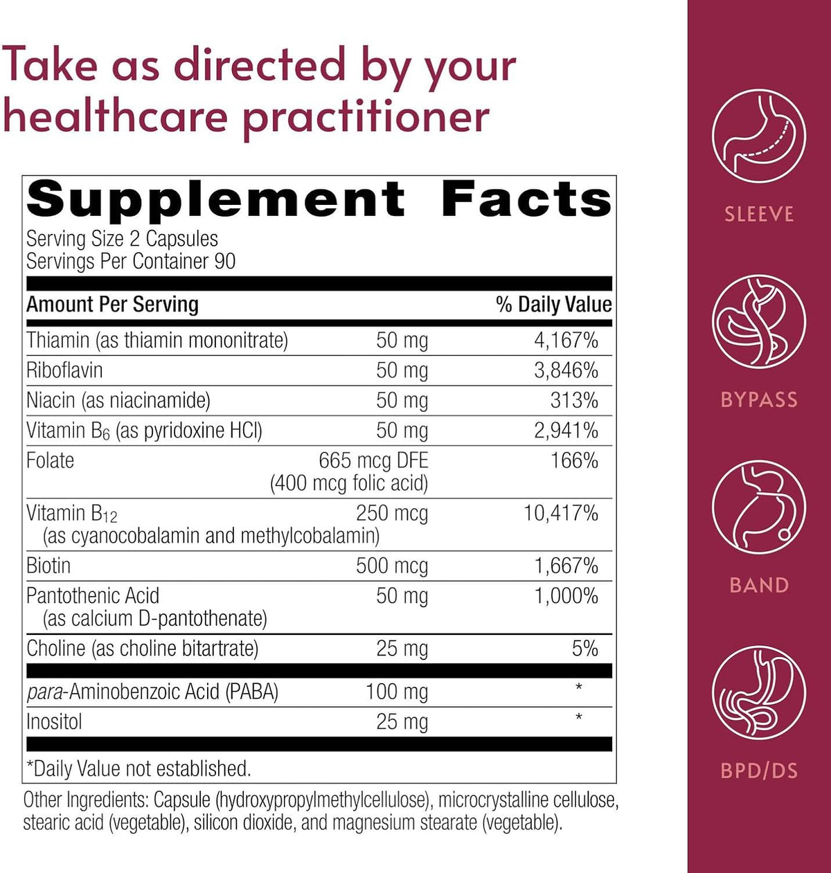 Bariatric Advantage Vitamin B50 Complex - High-Strength B-Complex for Energy and Brain Function - 180 Mini Capsules - görsel 4