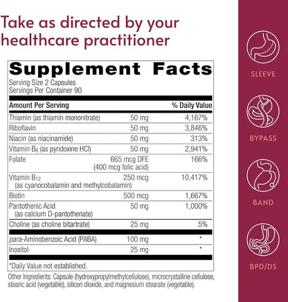 Bariatric Advantage Vitamin B50 Complex - High-Strength B-Complex for Energy and Brain Function - 180 Mini Capsules