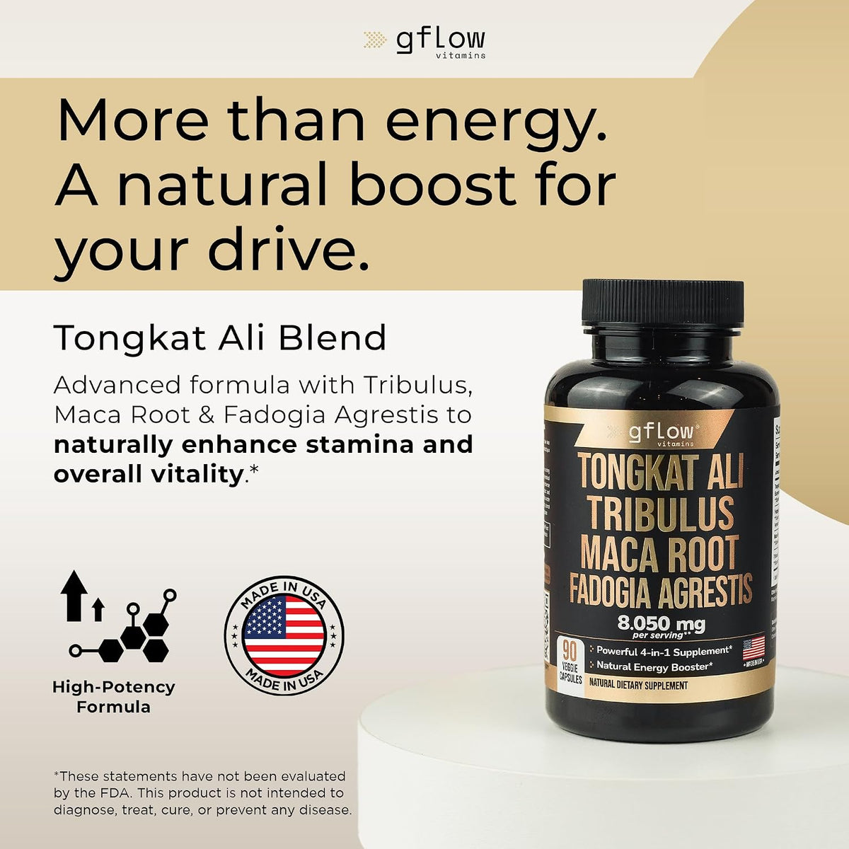 Tongkat Ali for Men & Women - Extra Strength Formula with Fadogia Agrestis, Tribulus, and Maca Root - Stamina, Vitality, Energy, Mood Support - görsel 2