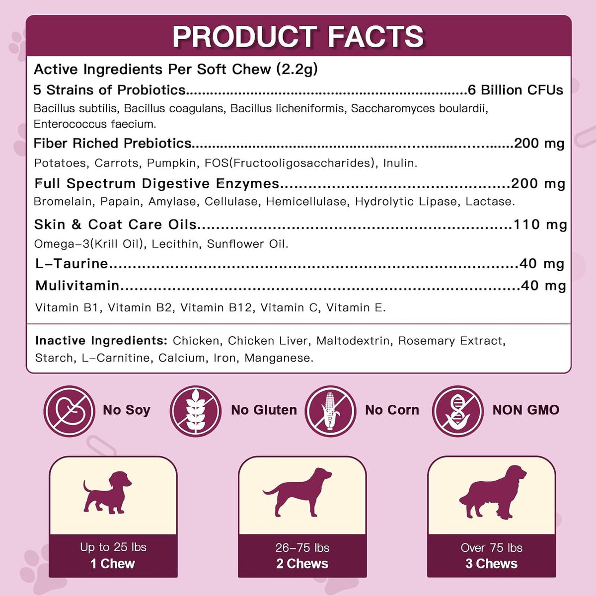 Probiotics for Dogs, Dog Probiotics for Digestive Health, 6 Billion CFU, with Prebiotics & Digestive Enzymes, Pumpkin & Omega-3, Dog Diarrhoea Relief & Immune Support, Skin & Coat Care, 120 Soft Chews - görsel 5