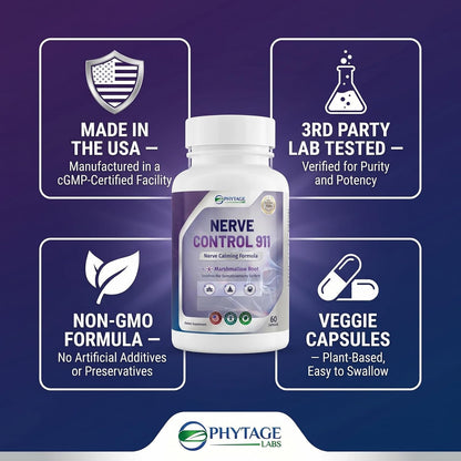 Nerve Control 911 – Advanced Botanical Nerve Support Supplement – 2 Pack