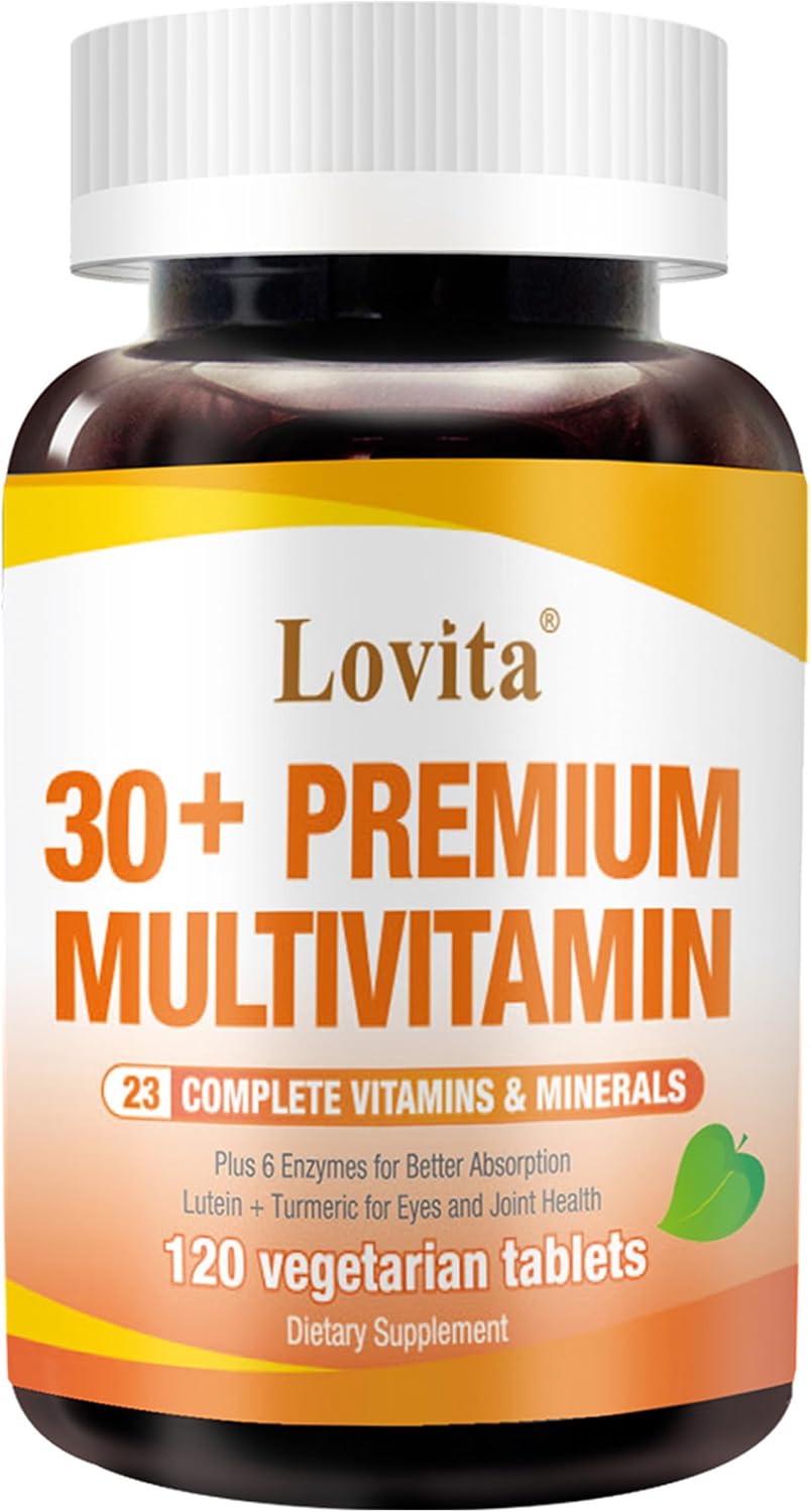 LOVITA Premium Multivitamin for Adults 30+ with Enzymes, Turmeric and Comprehensive Nutrient Support - 120 Vegetarian Tablets (Pack of 3) - görsel 8
