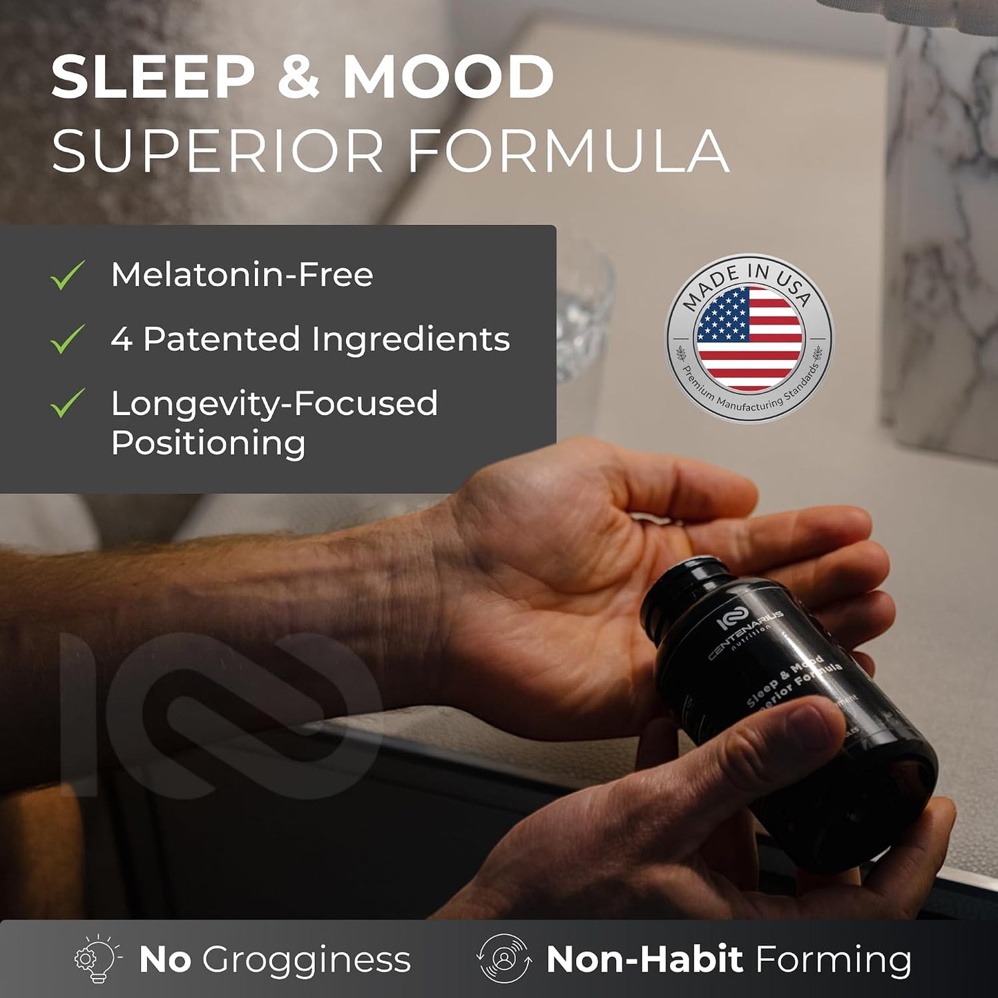 Sleep and Mood Formula with L-Theanine, 5-HTP, PharmaGABA + More for Sleep and Enhanced Mood & Stress Levels (60 Count) - görsel 3