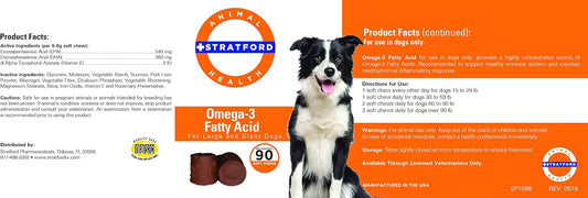 Pharmaceuticals EZ Chew Omega 3 Fatty Acid Soft Chew Max Strength - Dog Omega 3 Supplement - Soft Chew Treats with Fish Oil for Dogs - Large and Giant Dogs - 90 Soft Chews