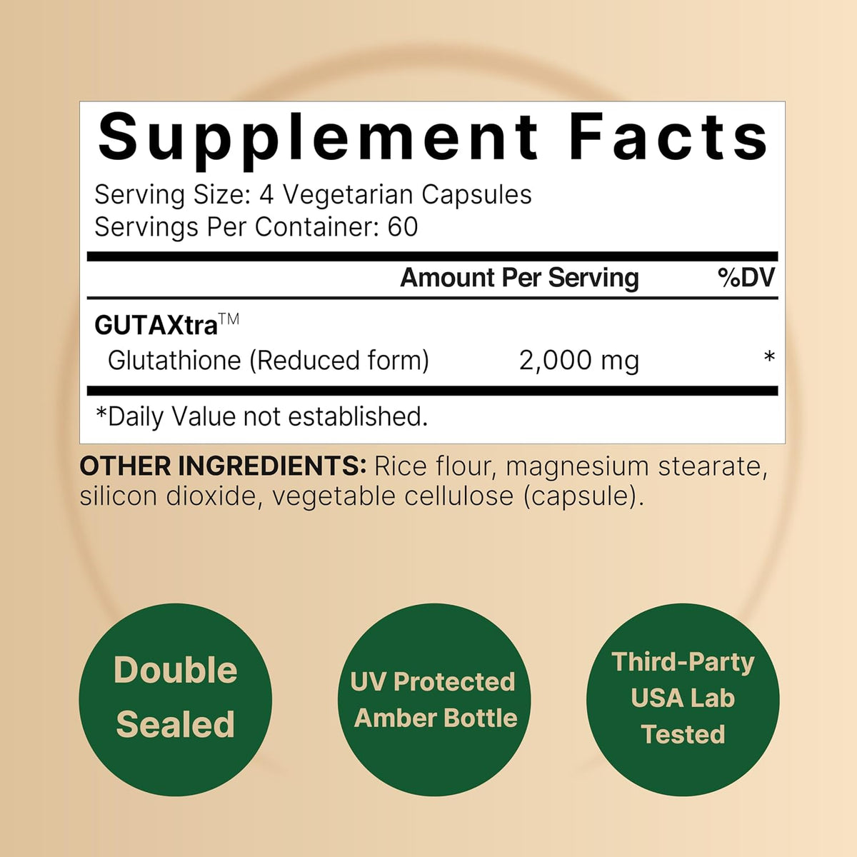 NatureBell Glutathione Supplement 2,000mg Per Serving, 240 Veggie Capsules – Reduced Glutathione, Master Antioxidant, Vegan & Non-GMO - görsel 2