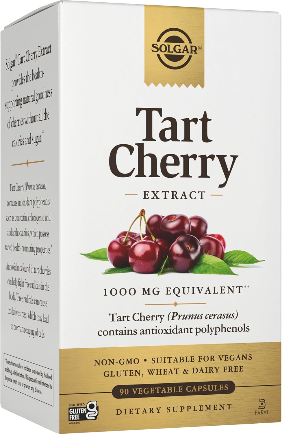 Solgar Tart Cherry 1000 mg, 90 Vegetable Capsules – Antioxidant Food Supplement - görsel 1