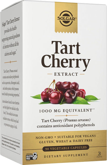 Solgar Tart Cherry 1000 mg, 90 Vegetable Capsules – Antioxidant Food Supplement