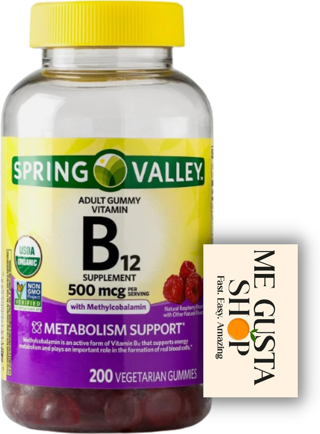 B12 500 mcg Spring Valley Raspberry Flavour Gummy Vitamins, 200 Count - görsel 1