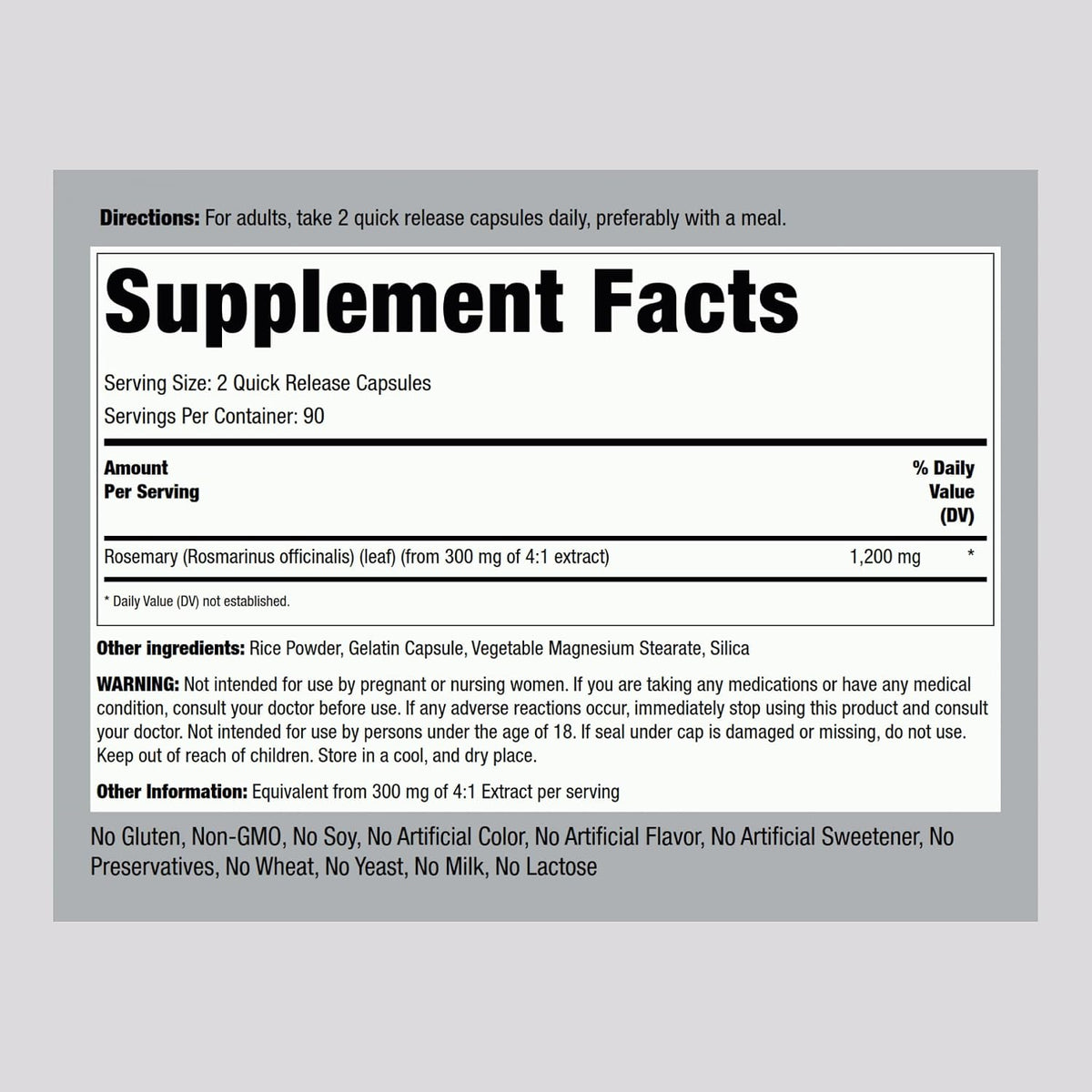 Piping Rock Rosemary Leaves | 180 Capsules | Herb Leaf Extract Food Supplement | Non-GMO, Gluten-free - görsel 2