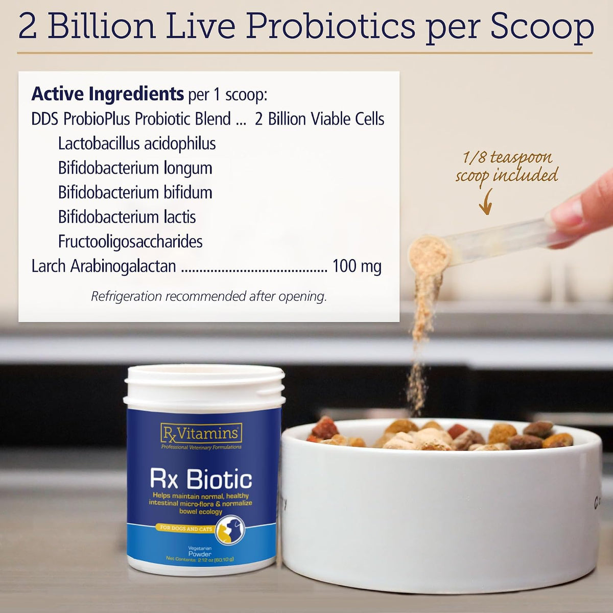 Rx Vitamins Rx Biotic - Probiotic Powder for Dogs and Cats - Cat Digestive Support & Probiotic for Dogs Gut Health - Dog Probiotics for Digestive Health - 60g - görsel 5
