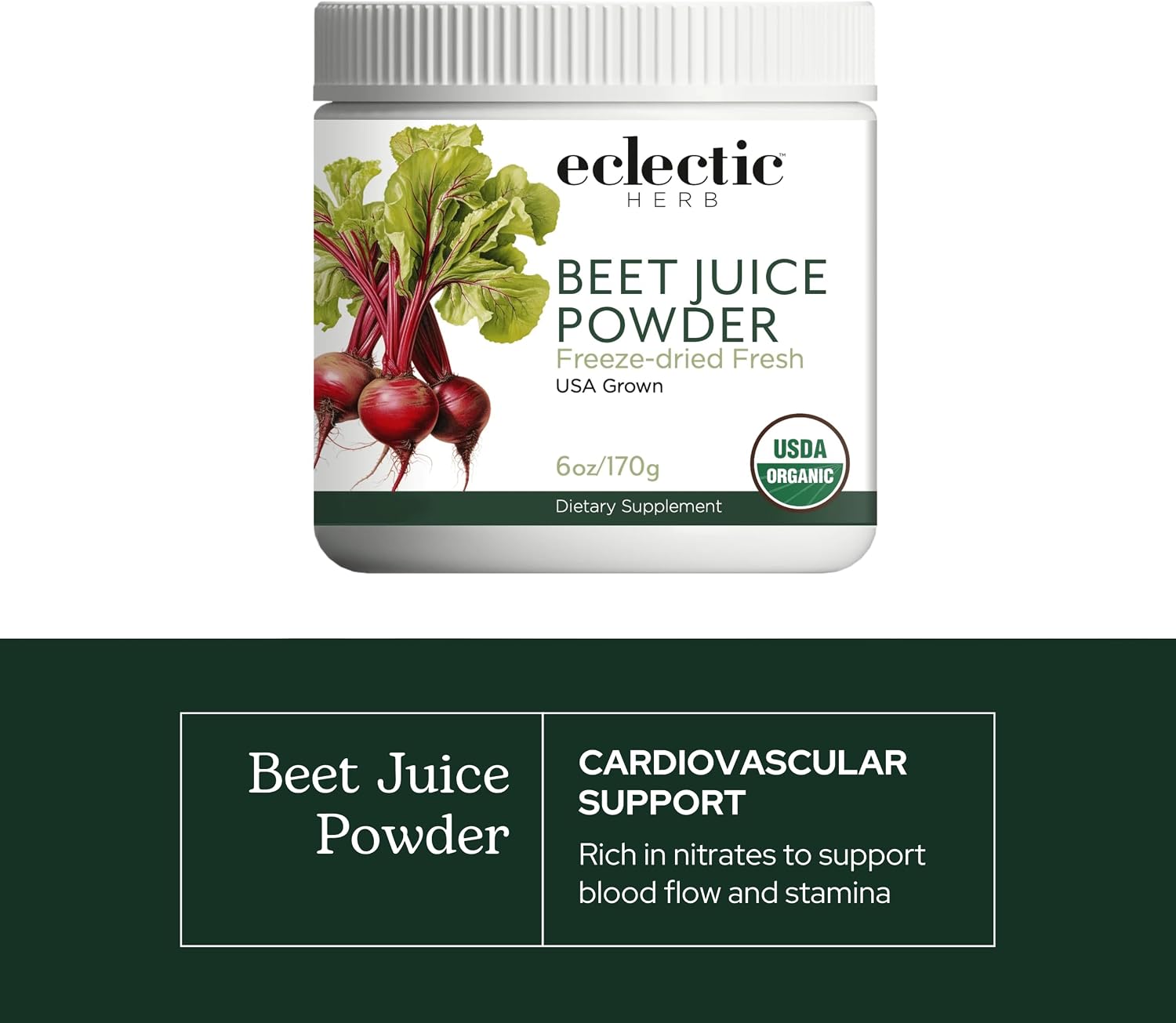 Eclectic Herb - Organic Beetroot Juice Powder | Stamina & Endurance | Cardiovascular Health, Circulation & Blood Pressure Support | Natural, Vegan, Non-GMO (3.2 oz | 90 g) - görsel 3