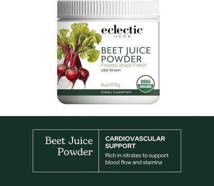 Eclectic Herb - Organic Beetroot Juice Powder | Stamina & Endurance | Cardiovascular Health, Circulation & Blood Pressure Support | Natural, Vegan, Non-GMO (3.2 oz | 90 g)