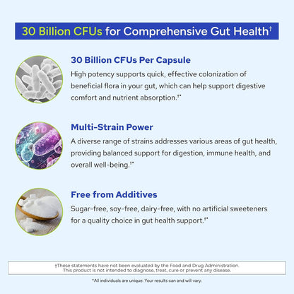 Gundry MD 24-Strain Probiotic – 30 Billion CFUs for Gut Health, Digestion and Immune Support, 30 Capsules