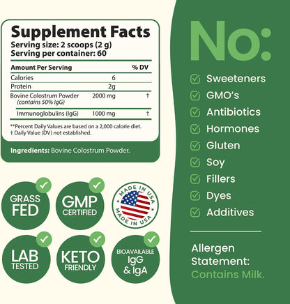 Immerge Health Super Colostrum Powder – First Milking, Unflavoured, 60 Servings