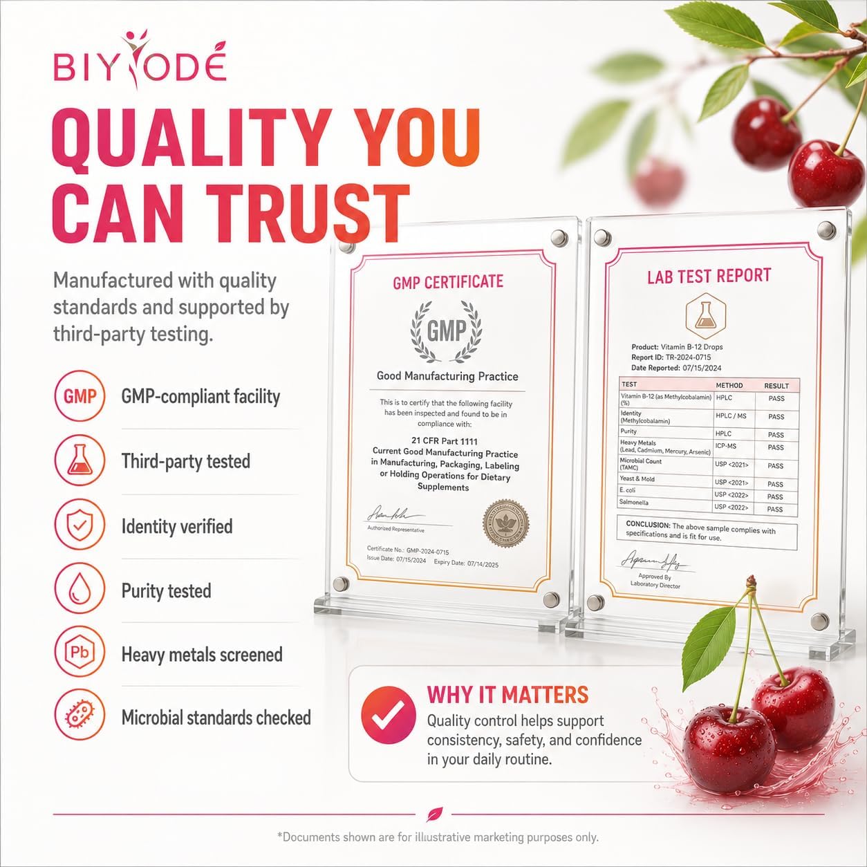 BIYODE Vitamin B12 5000 mcg Liquid Drops, Cherry Flavour, 60ml - görsel 8