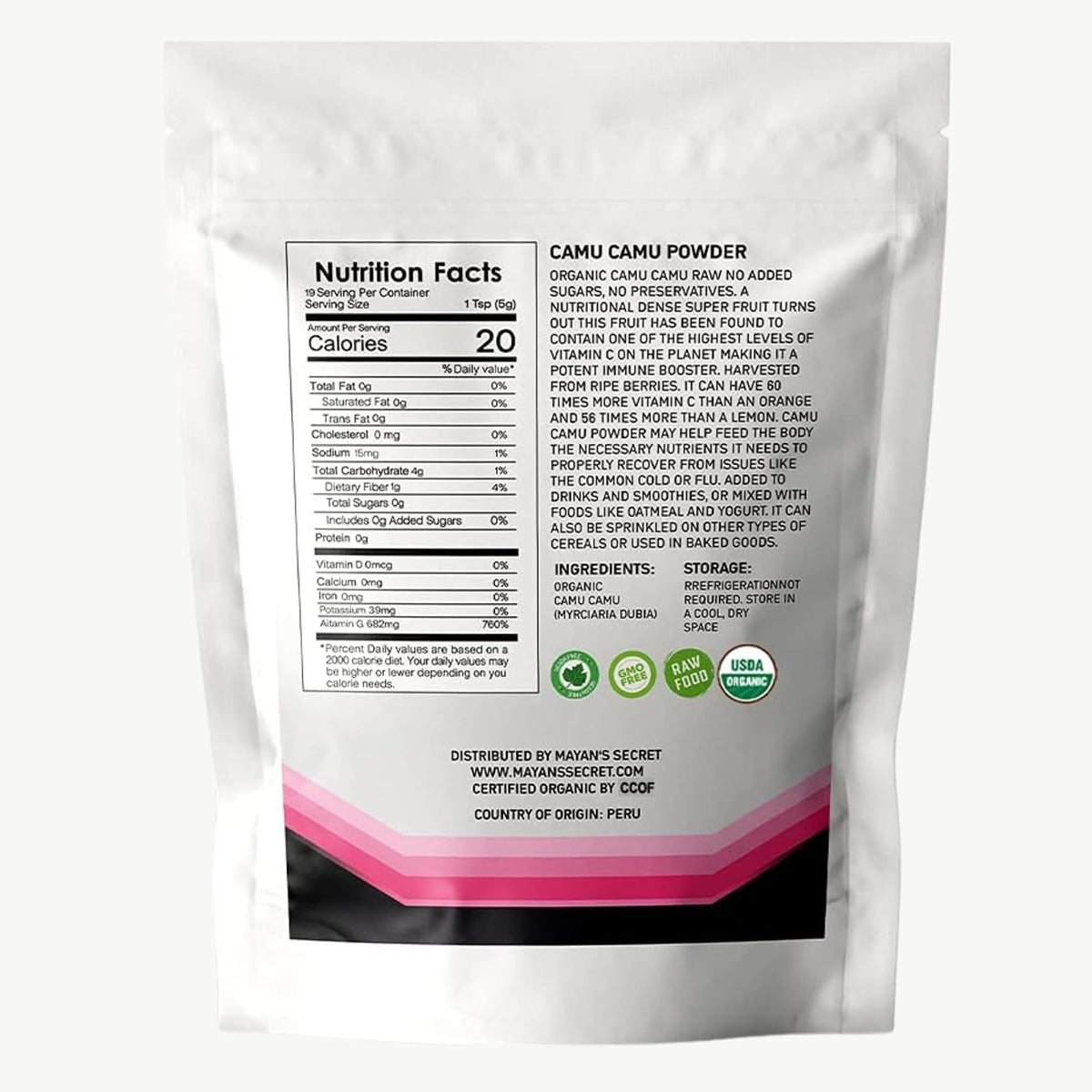 Mayan's Secret Organic Camu Camu Powder USDA Certified, Vegan, Non-GMO High Vitamin C Superfood for Immune Support Natural Antioxidant Boost 3.5 oz (99g) Pack of 2 - görsel 9