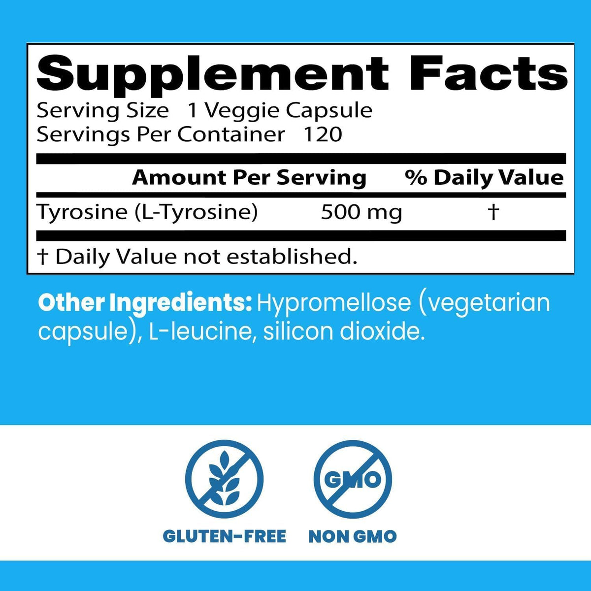 Doctor's Best L-Tyrosine, 500 mg, 120 Veg Capsules - görsel 4