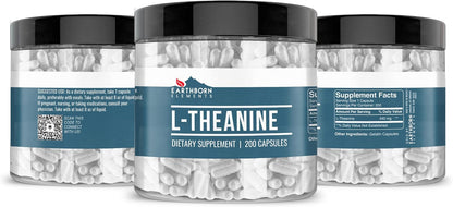 Earthborn Elements L-Theanine 200 Capsules, Pure and Undiluted, No Additives