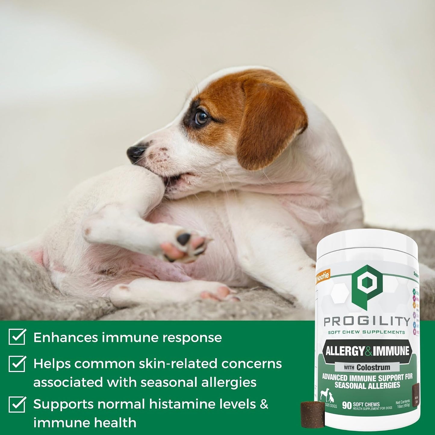 Progility Allergy & Immune Supplement for Dogs – Advanced Daily Immune System & Seasonal Allergy Support with Probiotics, Soft Chews (90 Count) - görsel 2