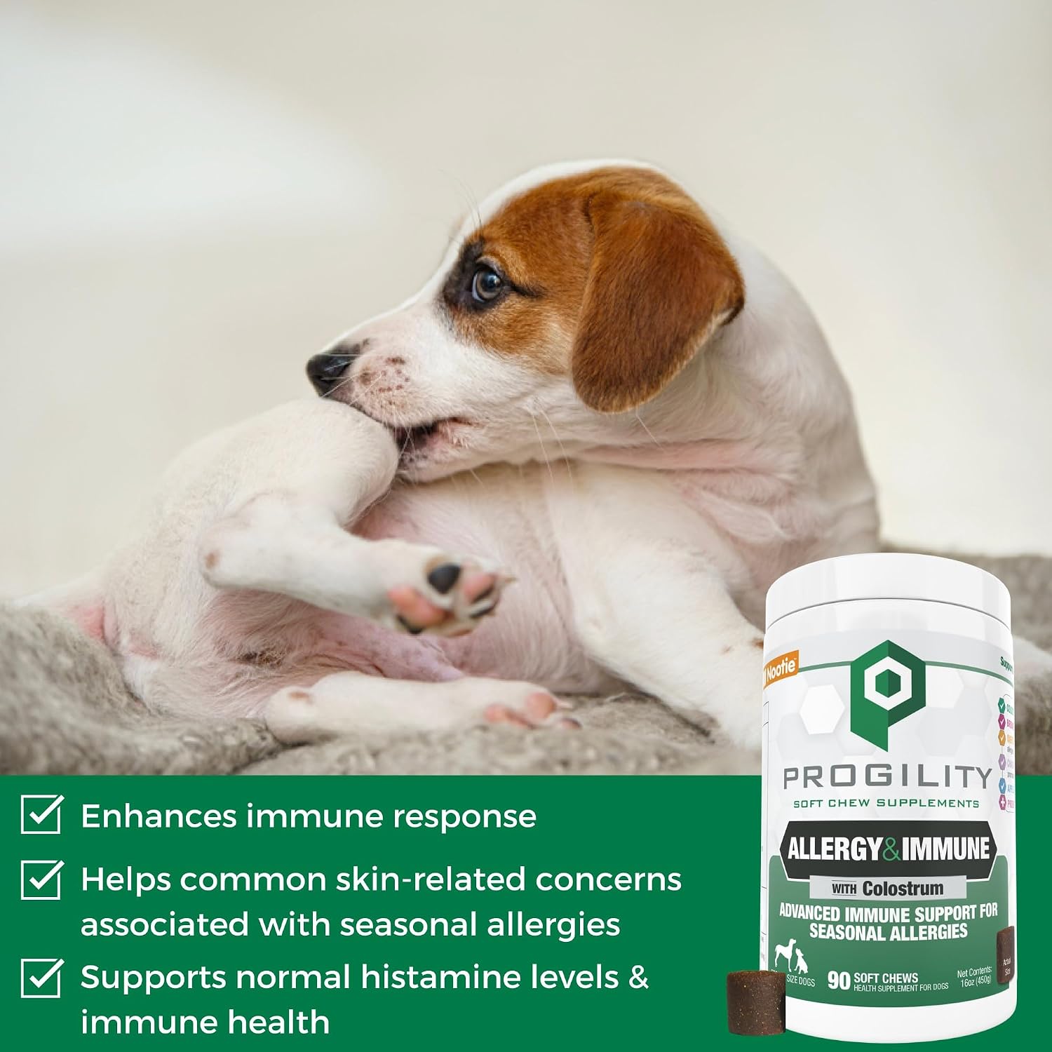 Progility Allergy & Immune Supplement for Dogs – Advanced Daily Immune System & Seasonal Allergy Support with Probiotics, Soft Chews (90 Count) - görsel 2