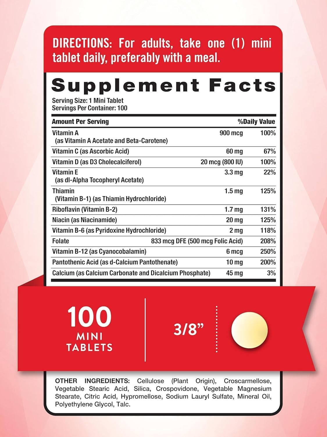 One Daily Women's and Men's Essential Multivitamin | 100 Mini Tablets | Non-GM & Gluten-free | Nature's Truth - görsel 2