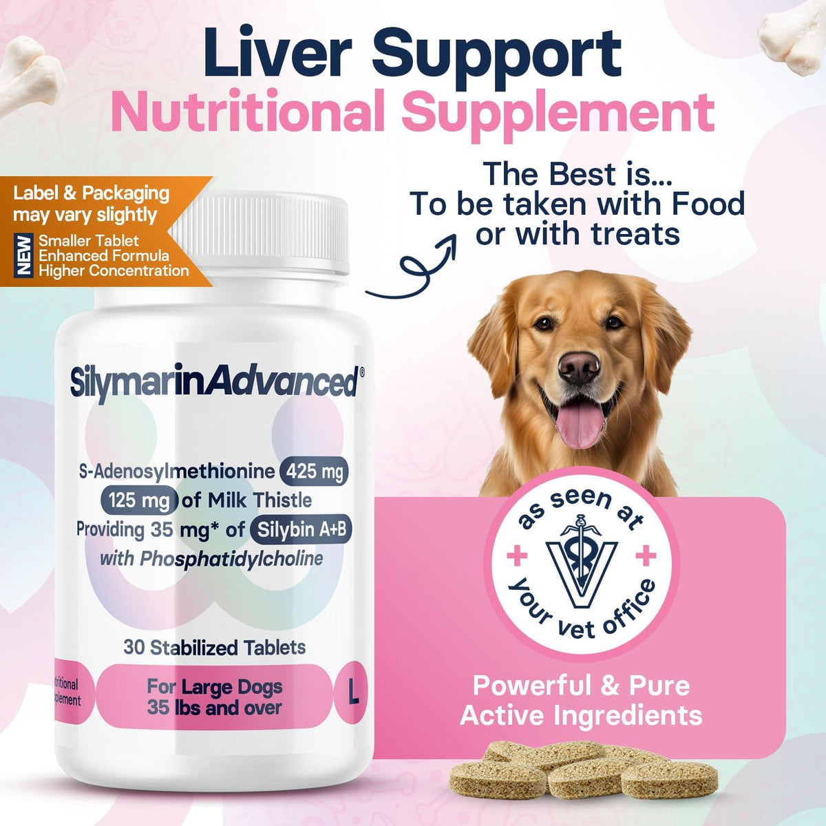 Liver Health Supplement for Large Dogs – Milk Thistle for Dogs Liver Support with S-Adenosylmethionine (SAMe) & Silybin – 30 Tablets - görsel 2