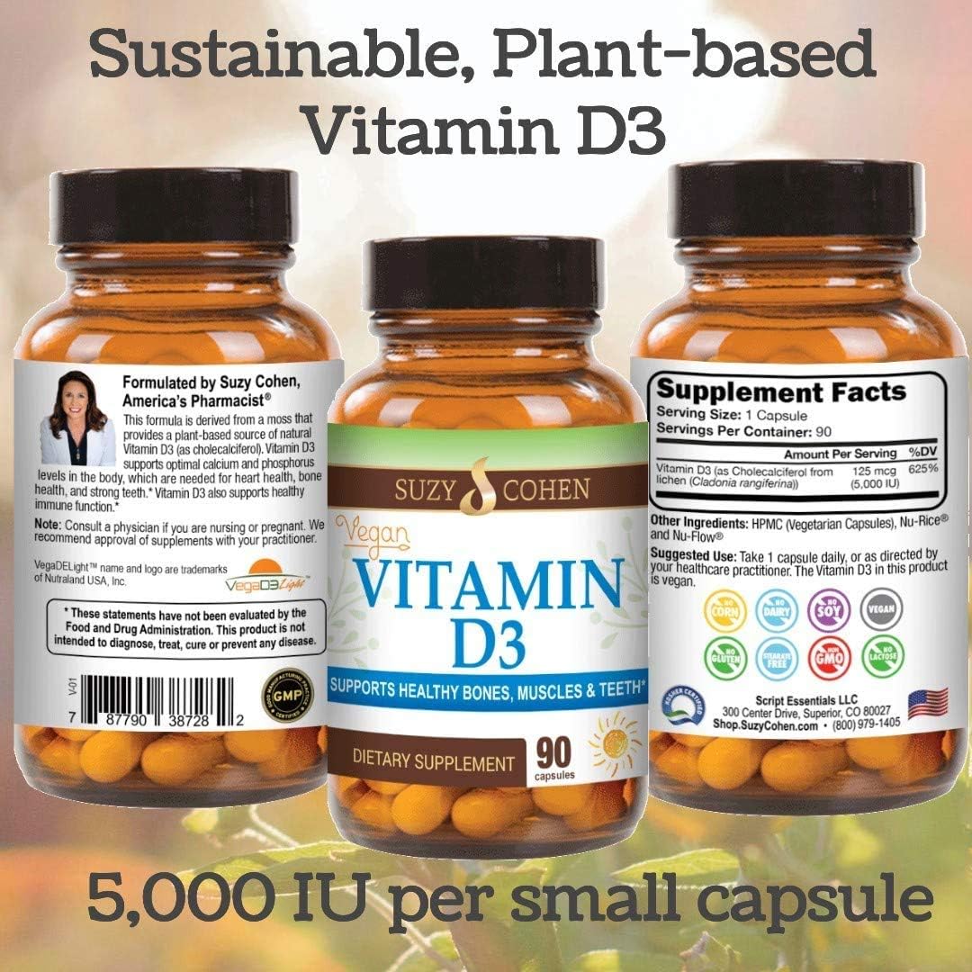 Script Essentials Vegan Vitamin D3 5,000 IU - Plant-Based Cholecalciferol for Immune & Bone Health - görsel 3