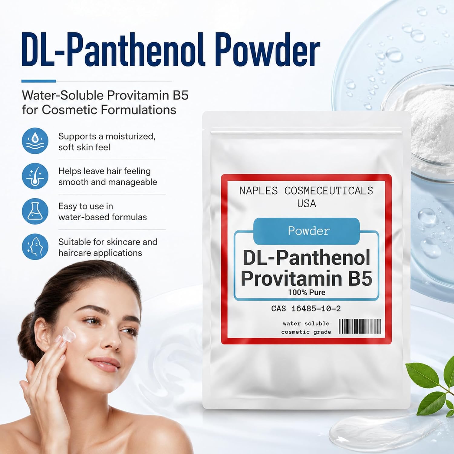 100% Pure DL-Panthenol Powder – Provitamin B5 for Cosmetics (113 g) - görsel 2