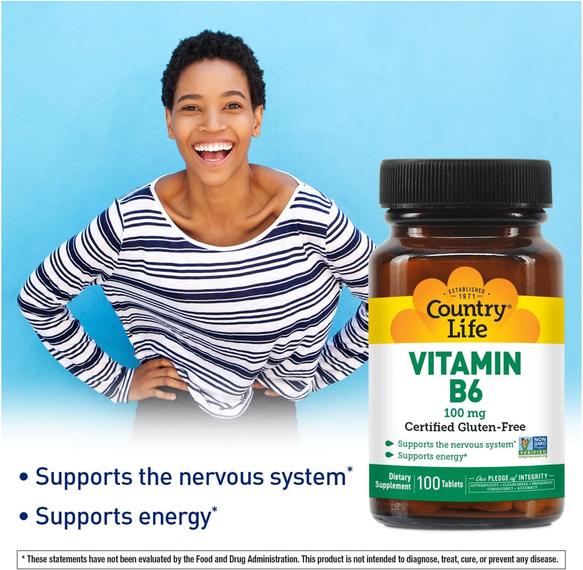 Country Life Vitamin B6 100 mg – 100 Vegan Capsules - görsel 2