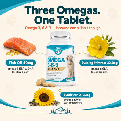 Wanderfound Pets Omega-3 Fish Oil for Dogs, Smoked Salmon and Liver Flavour, 120 Chewable Tablets