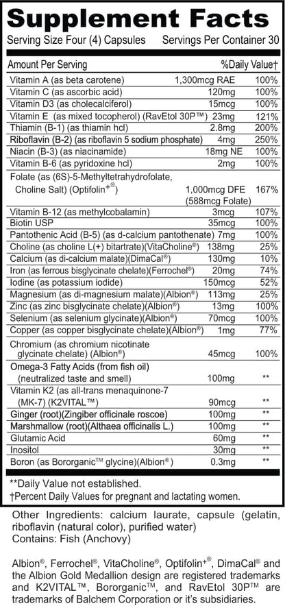 Priority One Vitamins Opti-Prenatal (120 Capsules) - Support for the Nutritional Needs of Mum and Baby