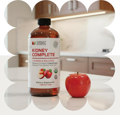 Complete Natural Products Kidney Complete - 16 fl oz (473 ml) Liquid Kidney Support Supplement with Apple Cider Vinegar, Lemon and Organic Chanca Piedra