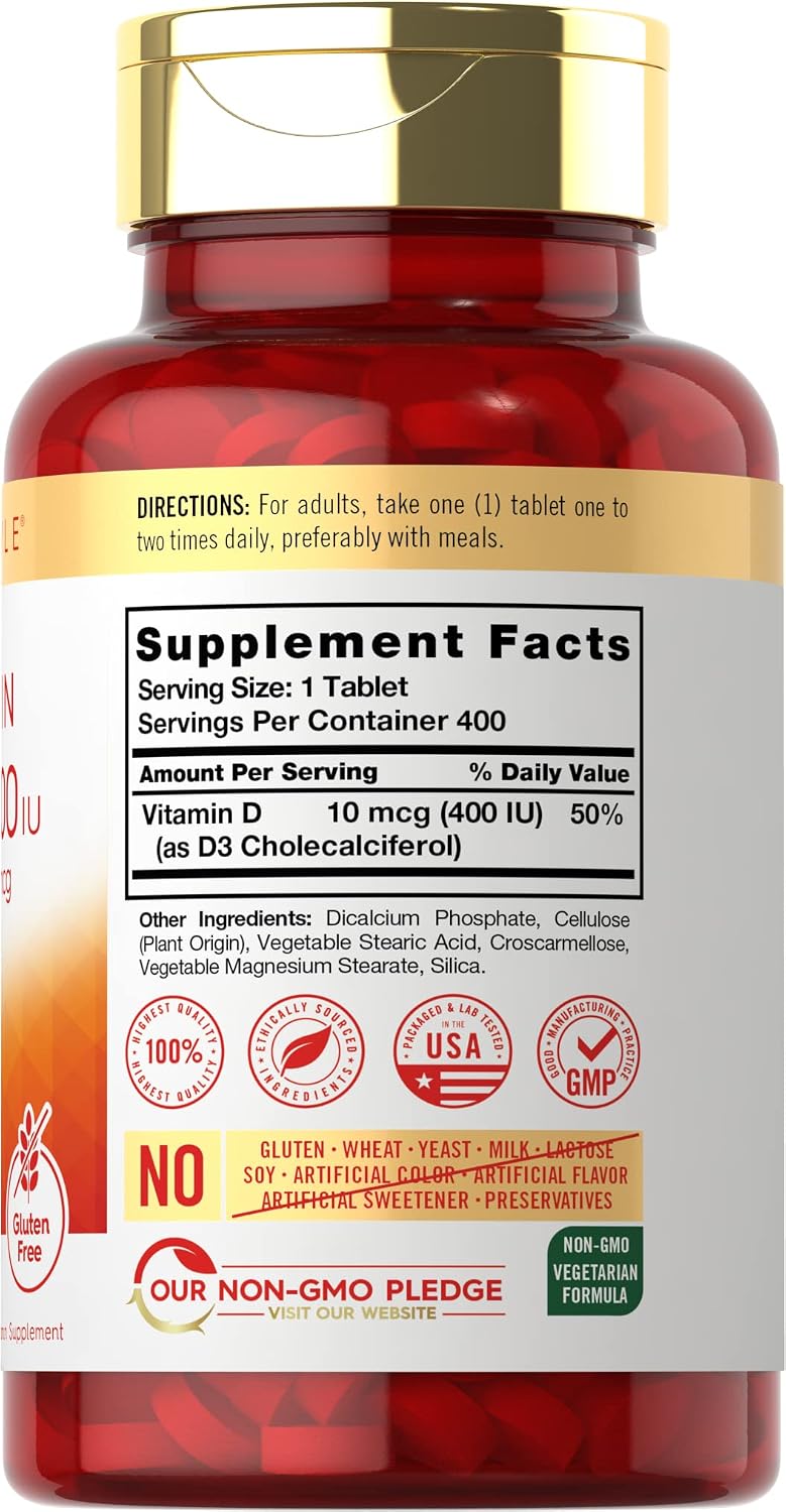 Carlyle Vitamin D3 400 IU (10 mcg) | 400 – Immune System: It contributes to the normal function of the immune – Image 2