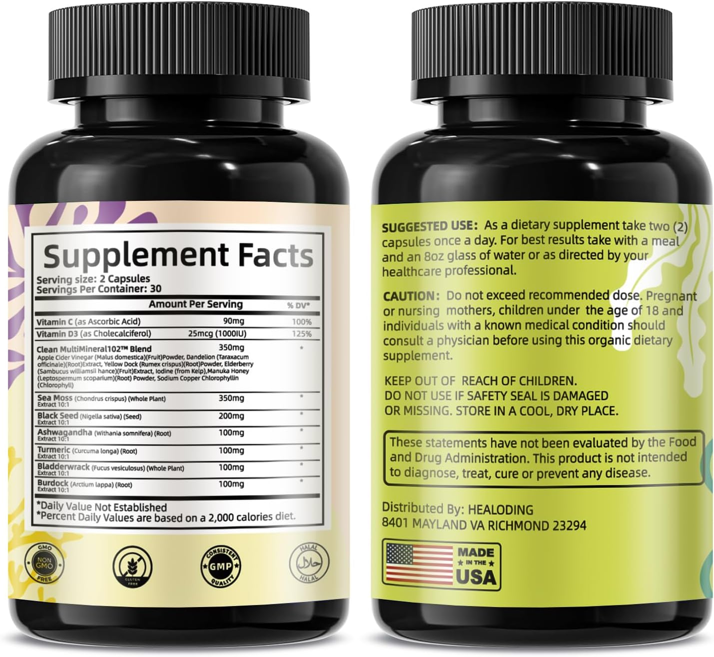 HEALOADING Sea Moss Capsules: Wildcrafted Organic Irish Sea Moss & Bladderwrack - görsel 7