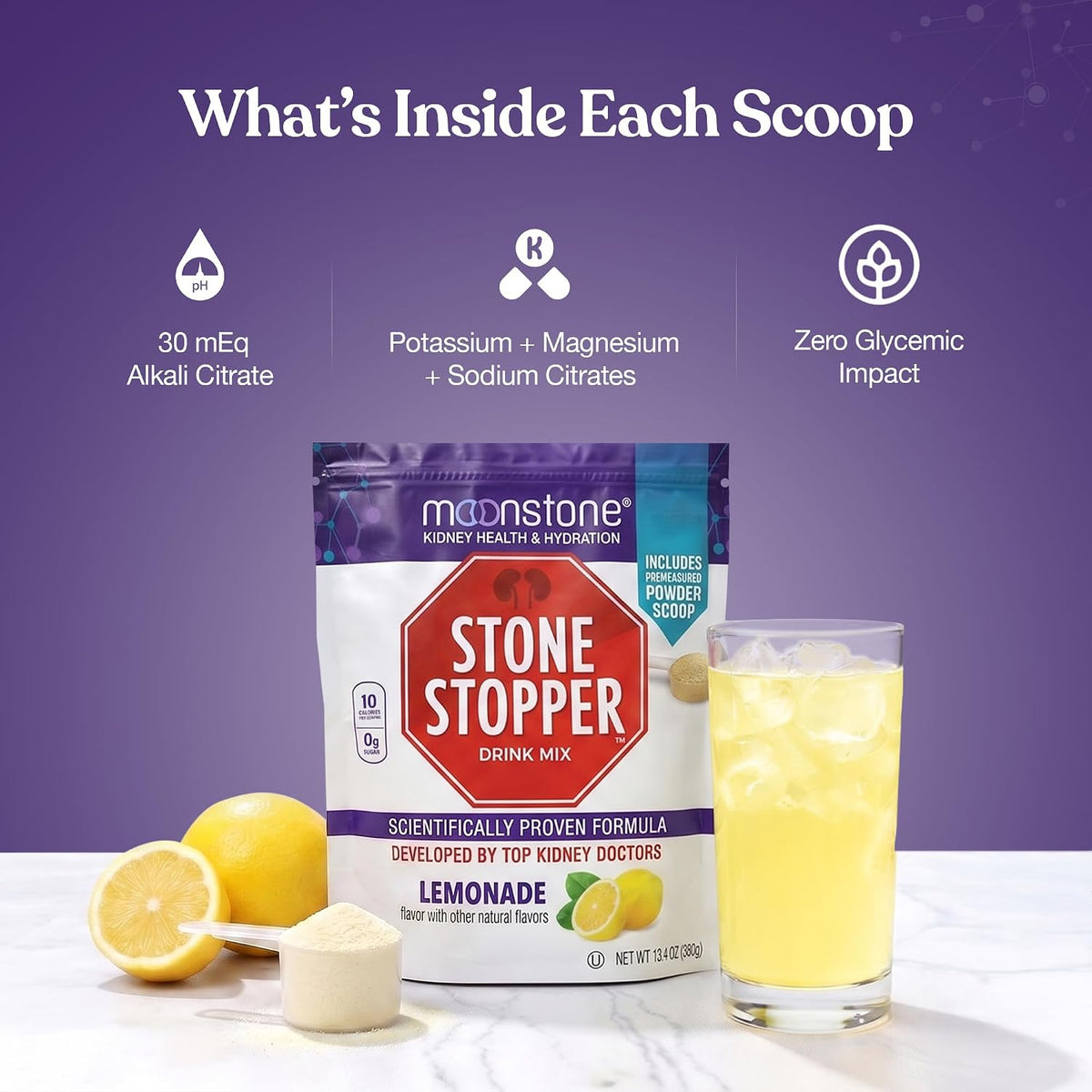 Stone Stopper Drink Mix, Lemonade - Urologist-Developed Kidney Health Food Supplement (30-Day Supply) - görsel 8