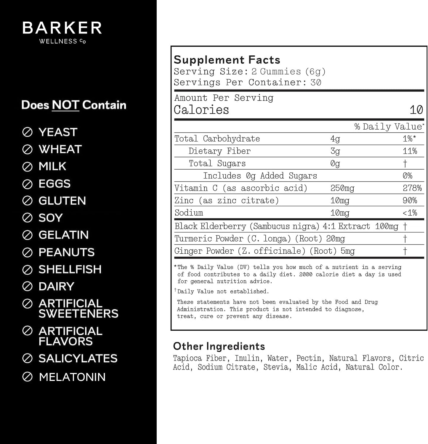 Barker Wellness Immunity Gummies with Vitamin C, Zinc, Elderberry, Turmeric & Ginger – Vegan, Sugar-Free, Lemon-Lime – 60 Gummies - görsel 4