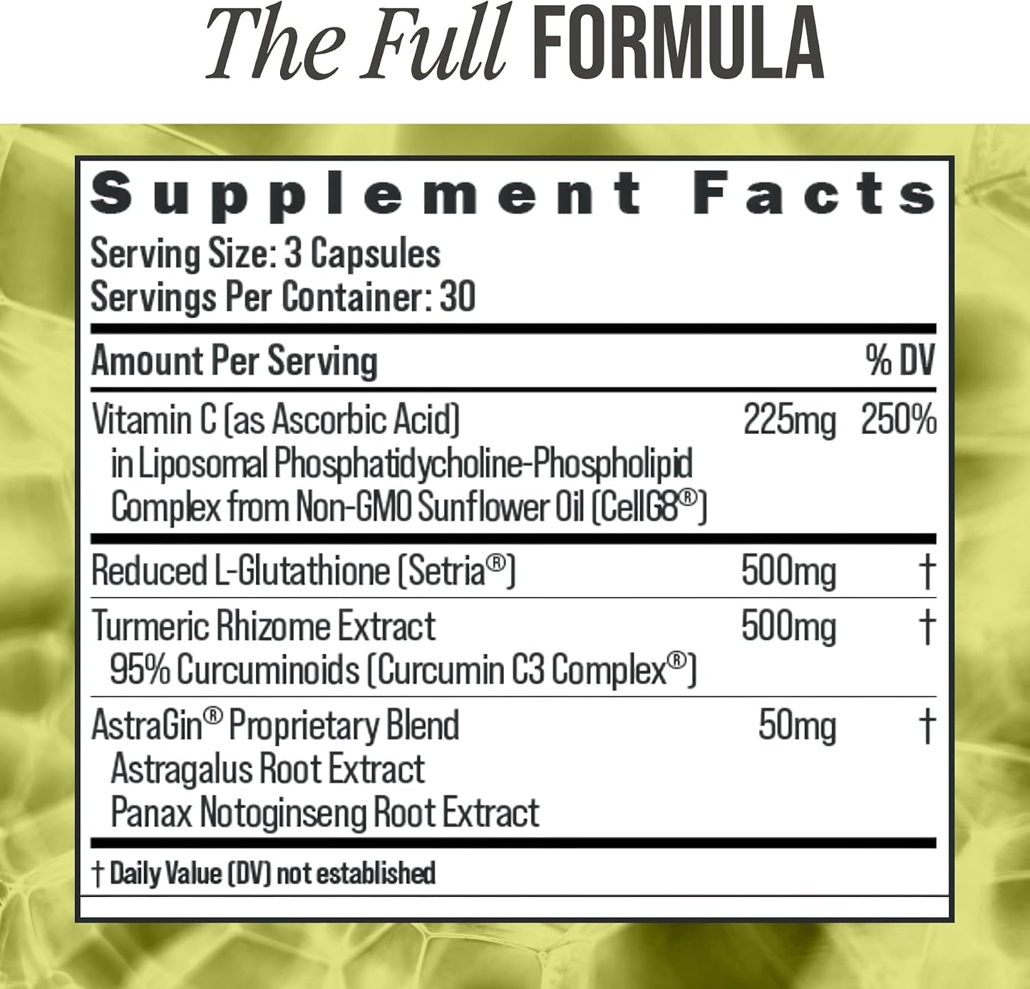BIOSTACK Cell Shield with Setria Glutathione | Liposomal Supplement with Vitamin C, Turmeric, and C3 Curcumin Complex | Pure Reduced L-Glutathione 500mg - görsel 3