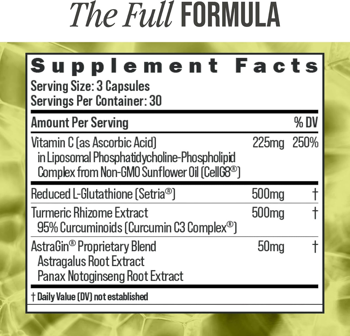 BIOSTACK Cell Shield with Setria Glutathione | Liposomal Supplement with Vitamin C, Turmeric, and C3 Curcumin Complex | Pure Reduced L-Glutathione 500mg - görsel 3