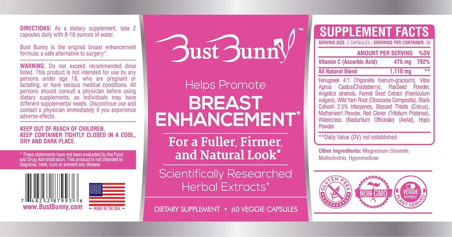Bust Bunny Breast Enhancement Pills – Vegan, 3-Month Supply - görsel 6