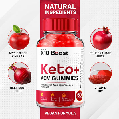 X10 Boost Keto ACV Gummies – 1000mg, with B12, Beetroot Juice & Pomegranate (3 Pack, 180 Gummies)