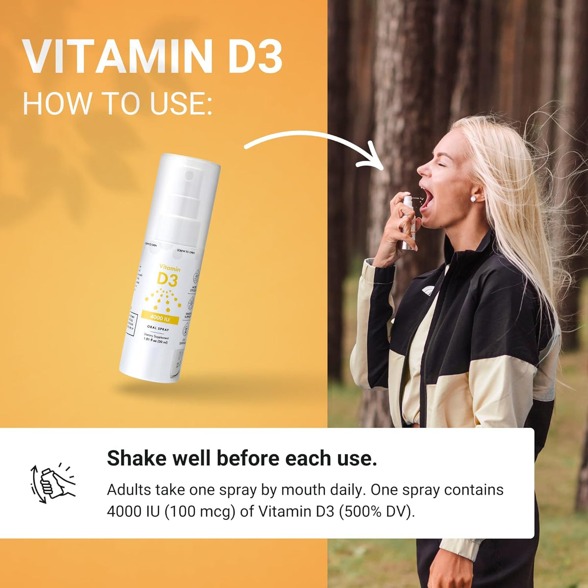 NorVita Vitamin D3 Spray 4000 IU - High Absorption Vegan Oral Spray for Bone & Immune Support (30 ml, 215 Doses) - görsel 5