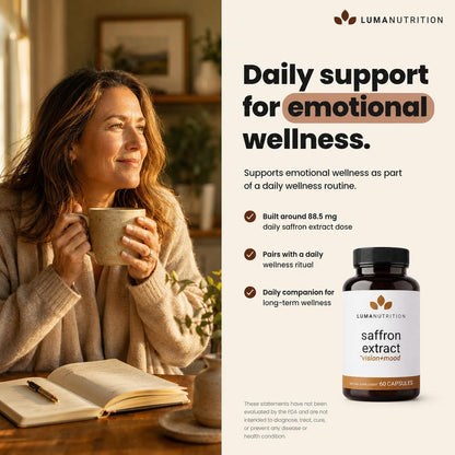 Luma Nutrition Saffron Extract Capsules – 88.5 mg Pure Saffron Pills for Mood & Eye Support (60 Capsules)