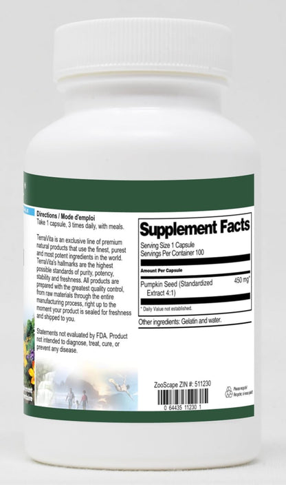Extra Strength Pumpkin Seed 4:1 Extract – 450 mg (100 Capsules) – 3 Pack