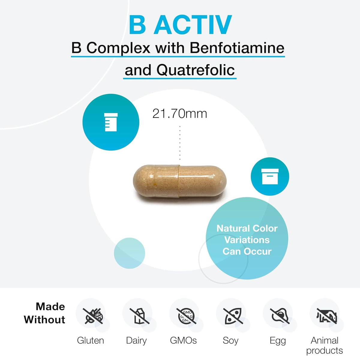 XYMOGEN B Activ - B Vitamin Supplement for Carbohydrate Metabolism Support - Supports Nervous System & Energy-Yielding Metabolism - Gluten-Free & Vegetarian - 180 Capsules (Pack of 1) - görsel 3