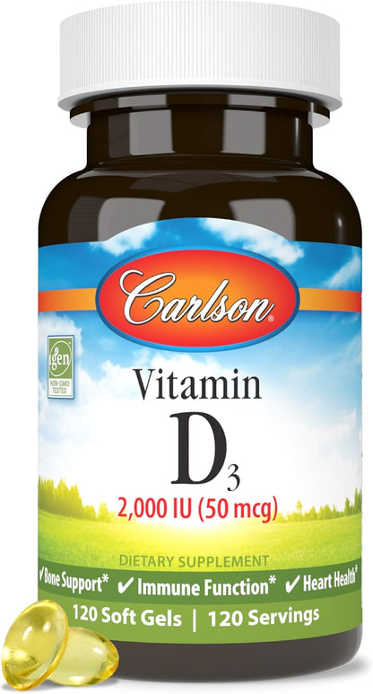 Carlson Vitamin D3 2,000 IU Soft Gels (120 Capsules)