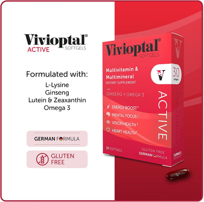 Vivioptal Active Multivitamin & Multimineral with Ginseng and Omega-3, 30 Softgels