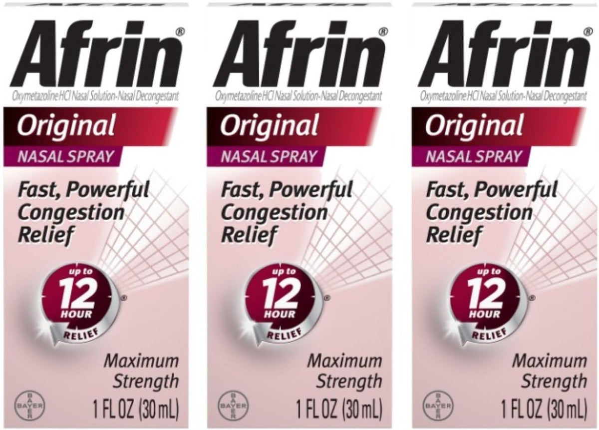 Afrin Original Maximum Strength 12 Hour Nasal Congestion Relief Spray, 3 Bottles of 30 mL each - görsel 1